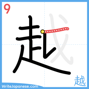 How to write "越" - stroke 9