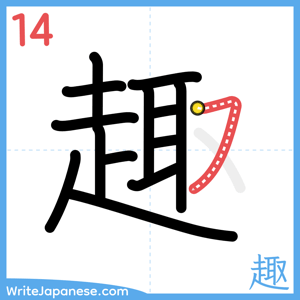 How to write "趣" - stroke 14