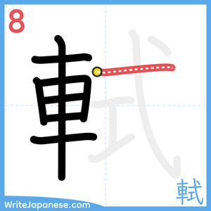 How to write "軾" - stroke 8