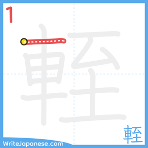 How to write "輊" - stroke 1