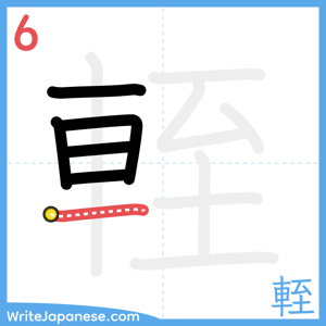 How to write "輊" - stroke 6
