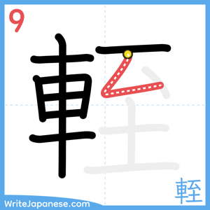 How to write "輊" - stroke 9