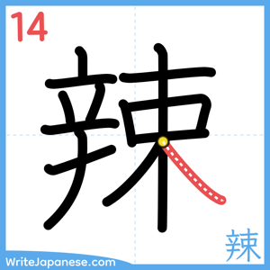 How to write "辣" - stroke 14