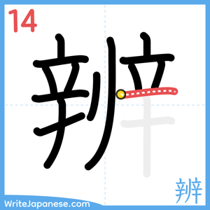 How to write "辨" - stroke 14