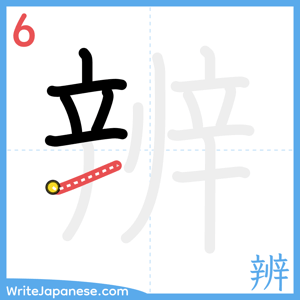 How to write "辨" - stroke 6