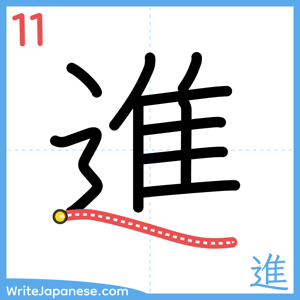 How to write "進" - stroke 11