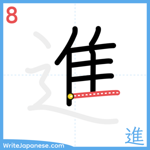 How to write "進" - stroke 8