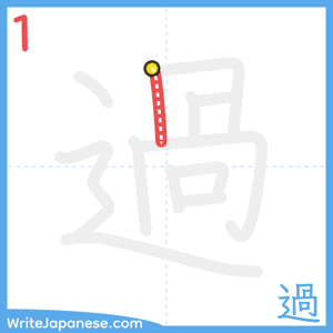 How to write "過" - stroke 1