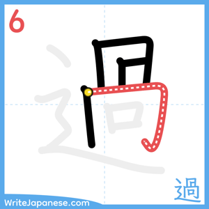 How to write "過" - stroke 6