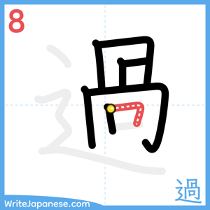 How to write "過" - stroke 8