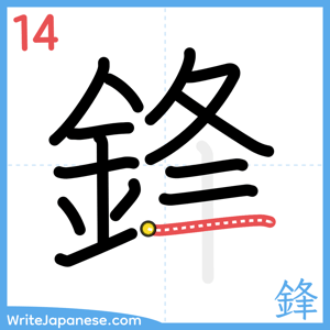 How to write "鋒" - stroke 14