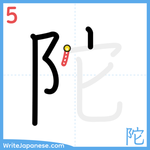 How to write "陀" - stroke 5