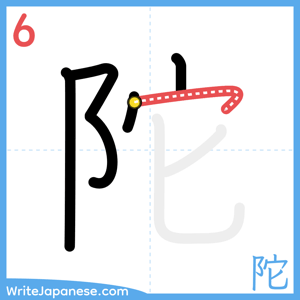 How to write "陀" - stroke 6