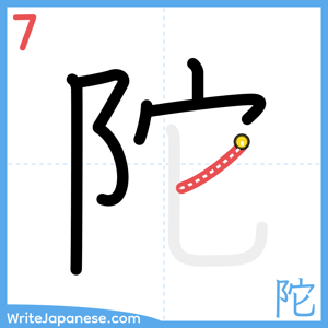 How to write "陀" - stroke 7