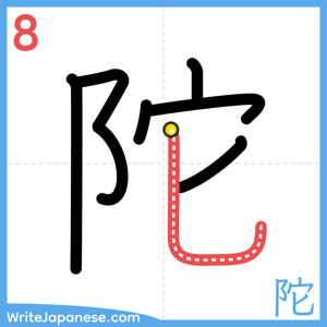 How to write "陀" - stroke 8