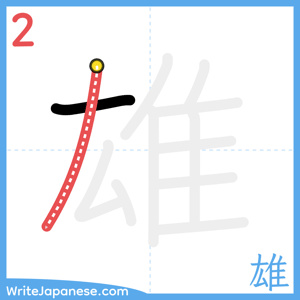 How to write "雄" - stroke 2