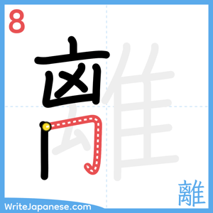 How to write "離" - stroke 8