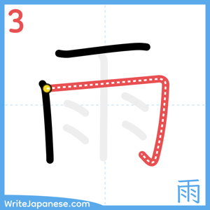 How to write "雨" - stroke 3