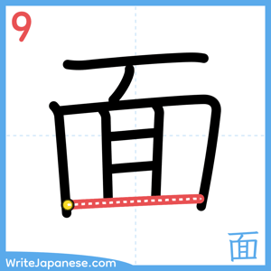 How to write "面" - stroke 9