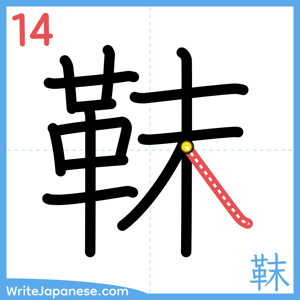 How to write "靺" - stroke 14