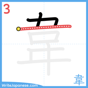 How to write "韋" - stroke 3