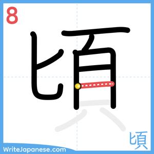 How to write "頃" - stroke 8