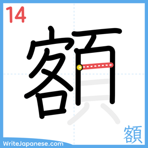 How to write "額" - stroke 14