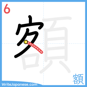 How to write "額" - stroke 6