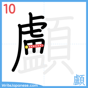 How to write "顱" - stroke 10