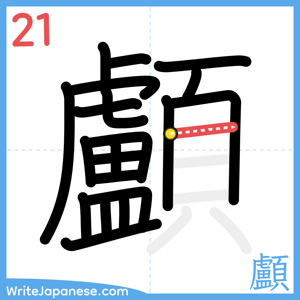 How to write "顱" - stroke 21