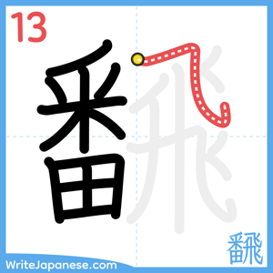 How to write "飜" - stroke 13