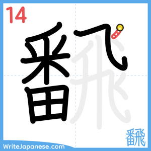 How to write "飜" - stroke 14
