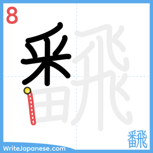How to write "飜" - stroke 8