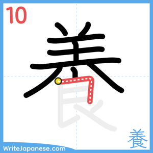 How to write "養" - stroke 10