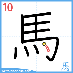 How to write "馬" - stroke 10