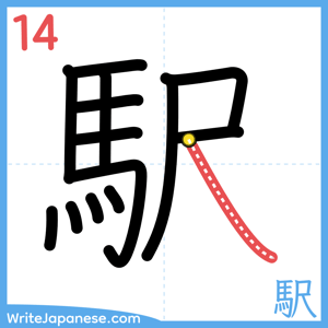 How to write "駅" - stroke 14