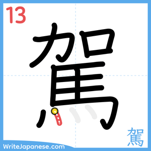 How to write "駕" - stroke 13