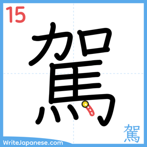 How to write "駕" - stroke 15