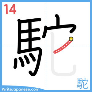 How to write "駝" - stroke 14