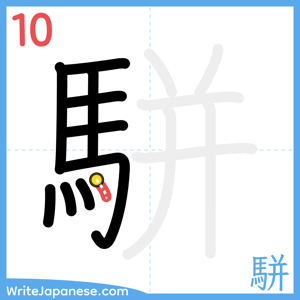 How to write "駢" - stroke 10