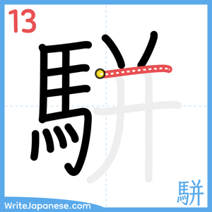 How to write "駢" - stroke 13