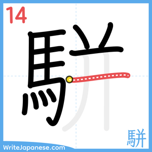 How to write "駢" - stroke 14