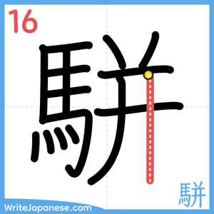 How to write "駢" - stroke 16