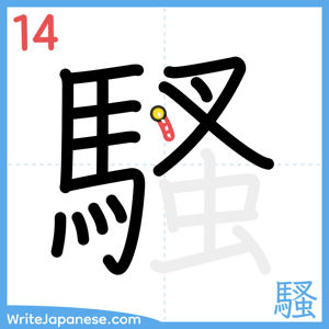 How to write "騷" - stroke 14