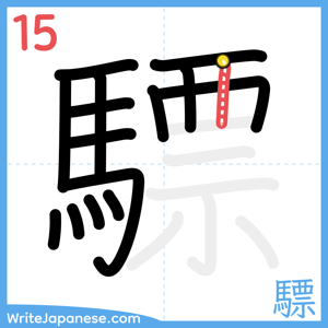How to write "驃" - stroke 15