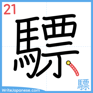How to write "驃" - stroke 21