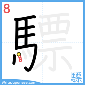 How to write "驃" - stroke 8