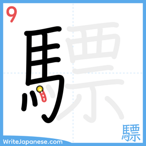 How to write "驃" - stroke 9