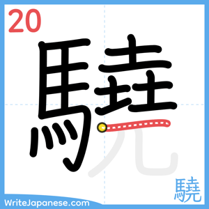 How to write "驍" - stroke 20