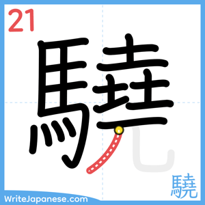 How to write "驍" - stroke 21